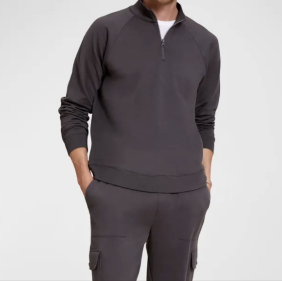 Barefoot Dreams Other - Barefoot Dreams Men Pima Cotton Half Zip Pullover Sweater in Carbon